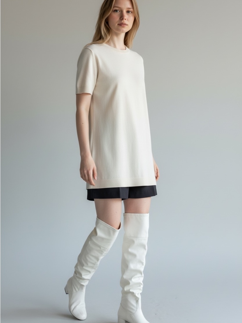 Knee High White Boots
